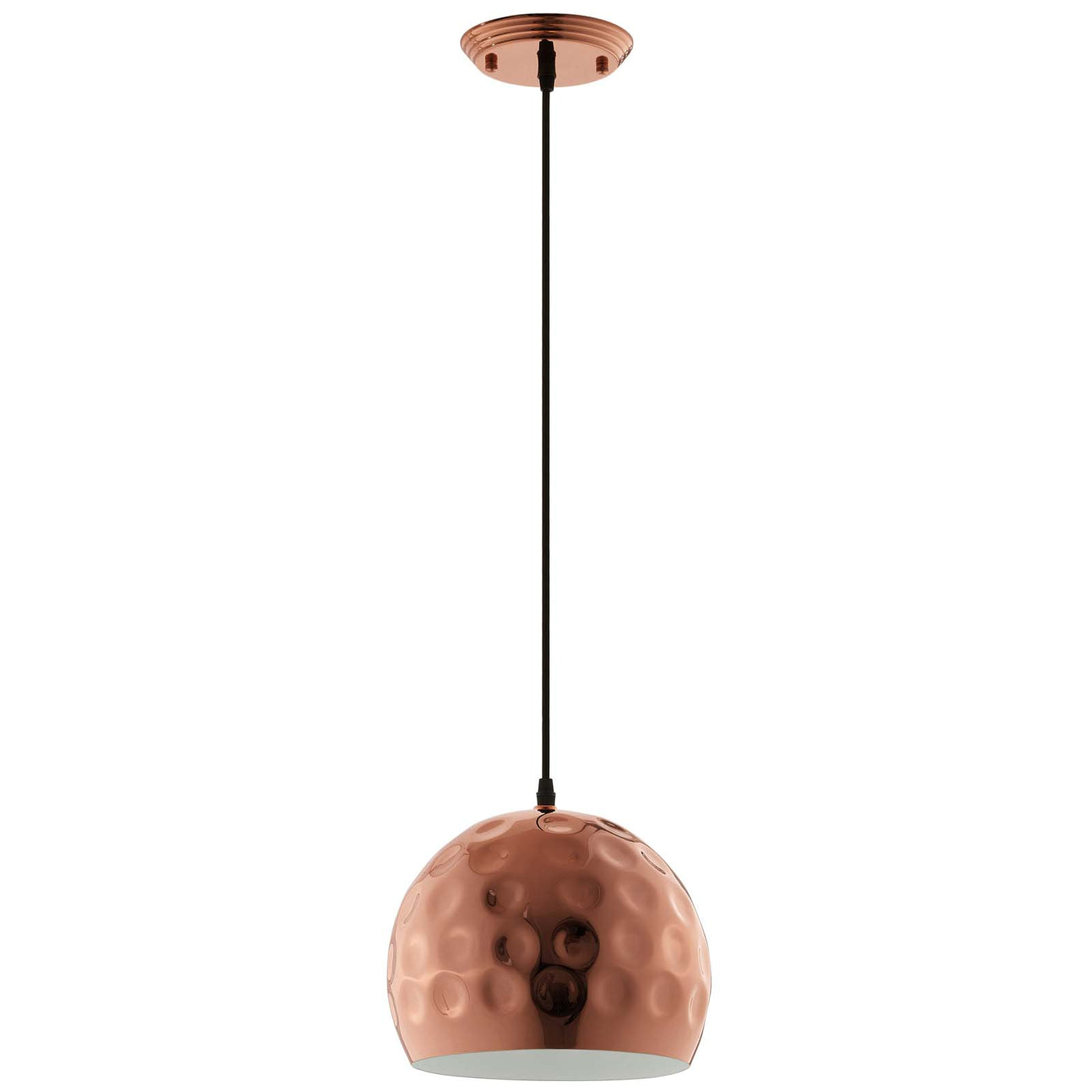 Dimple 10" Half-Sphere Rose Gold Pendant Light by Modway