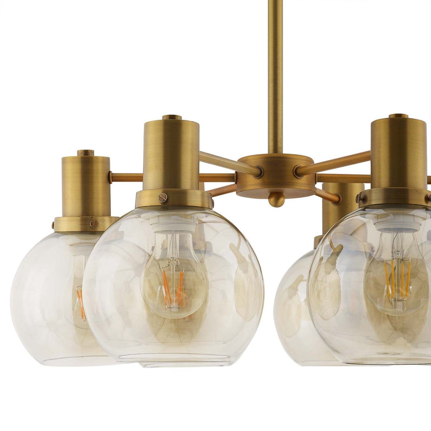 Resound Amber Glass And Brass Pendant Chandelier by Modway