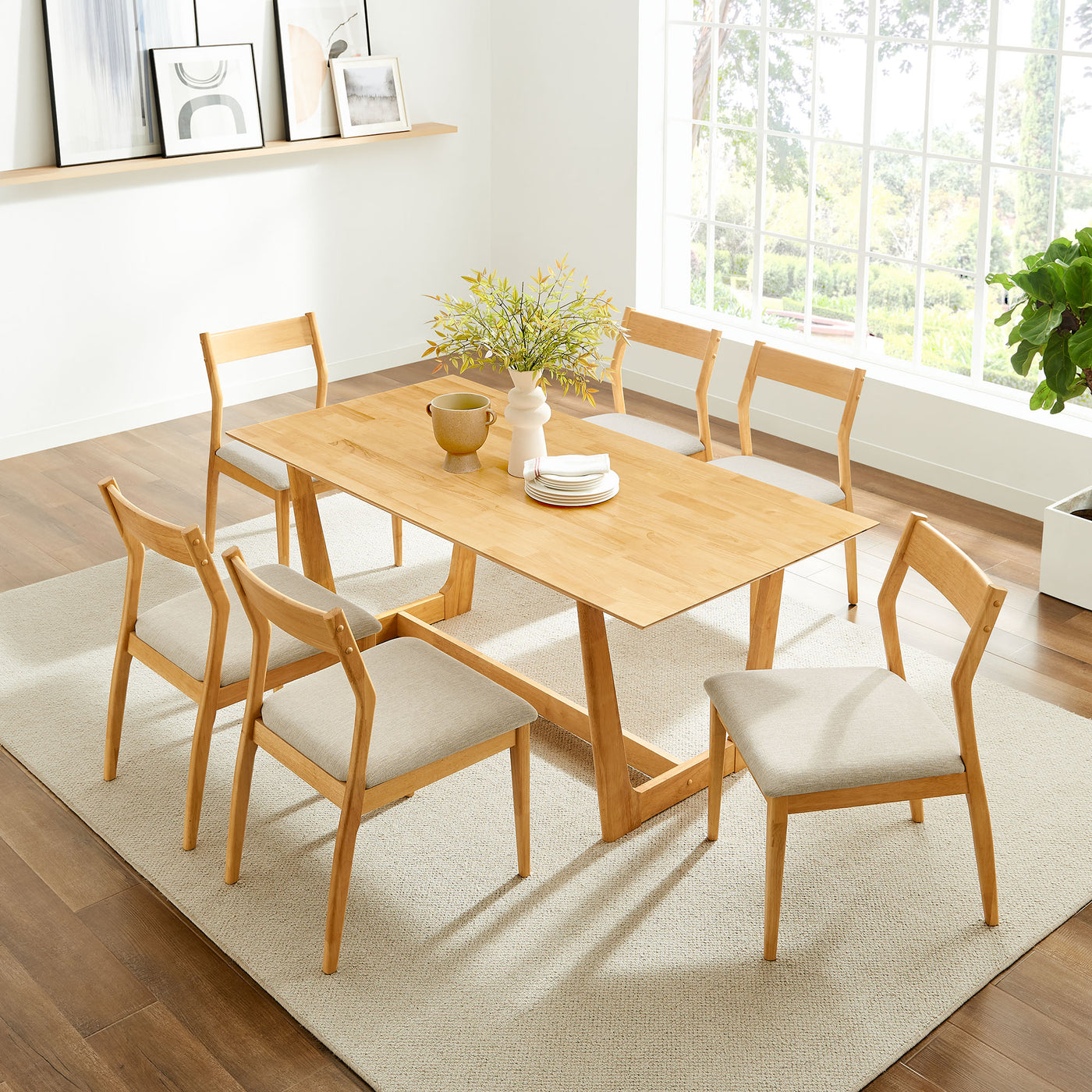 Natural Heathered Weave Beige / Side Chairs