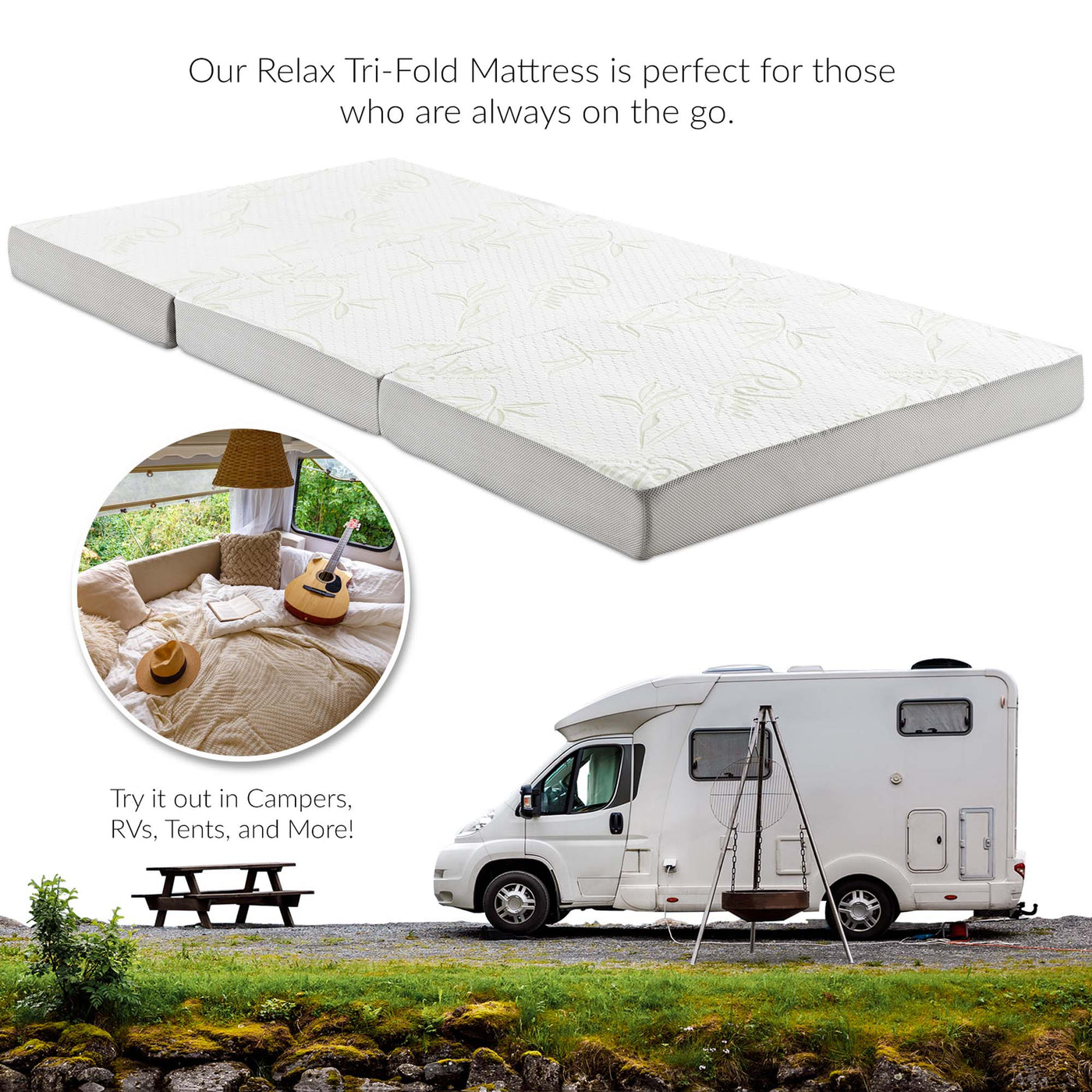 Relax 25 x 75 x 4 Tri-Fold Mattress Topper by Modway