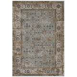 Silver Blue Beige and Brown / 5x8