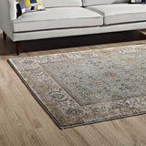 Silver Blue Beige and Brown / 5x8