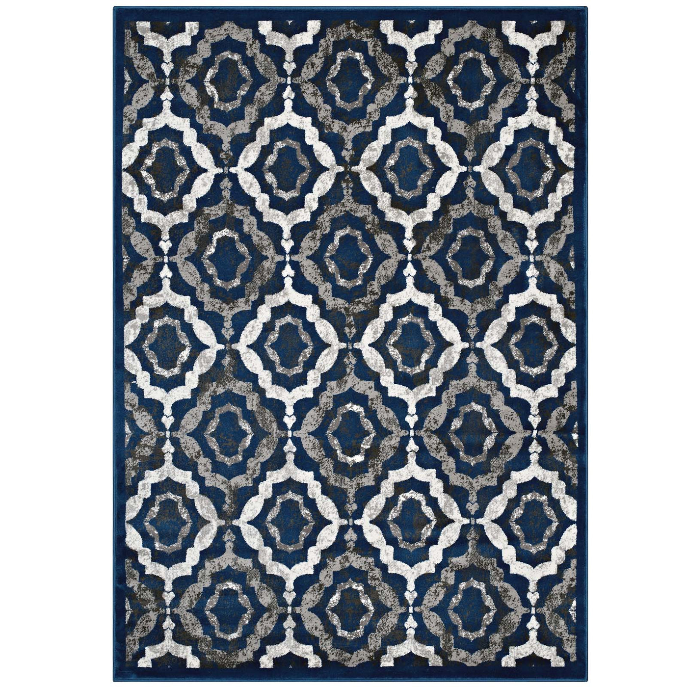 Ivory Moroccan Blue and Brown / 8x10