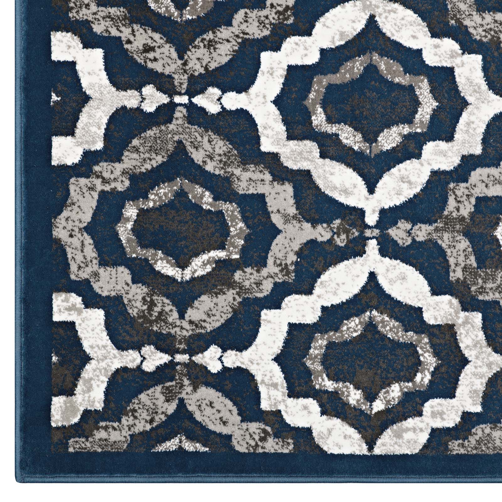 Ivory Moroccan Blue and Brown / 8x10