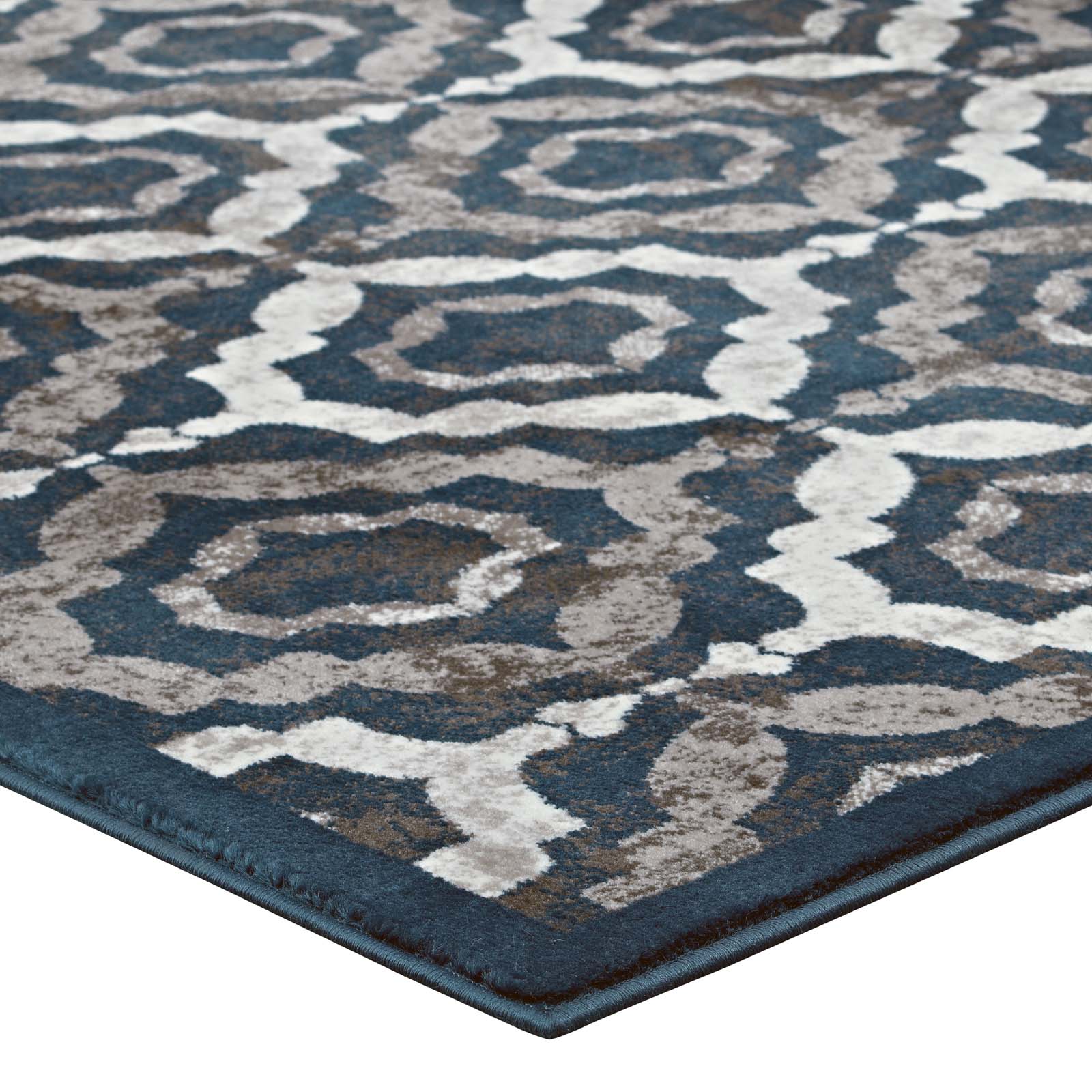 Ivory Moroccan Blue and Brown / 8x10