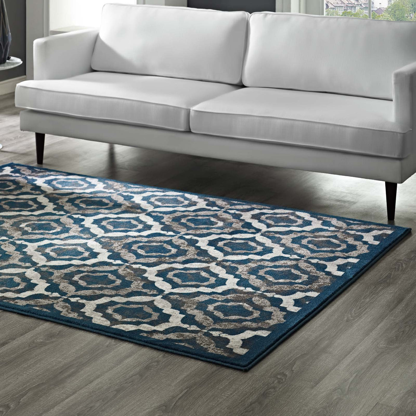 Ivory Moroccan Blue and Brown / 8x10