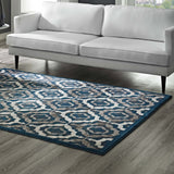 Ivory Moroccan Blue and Brown / 8x10