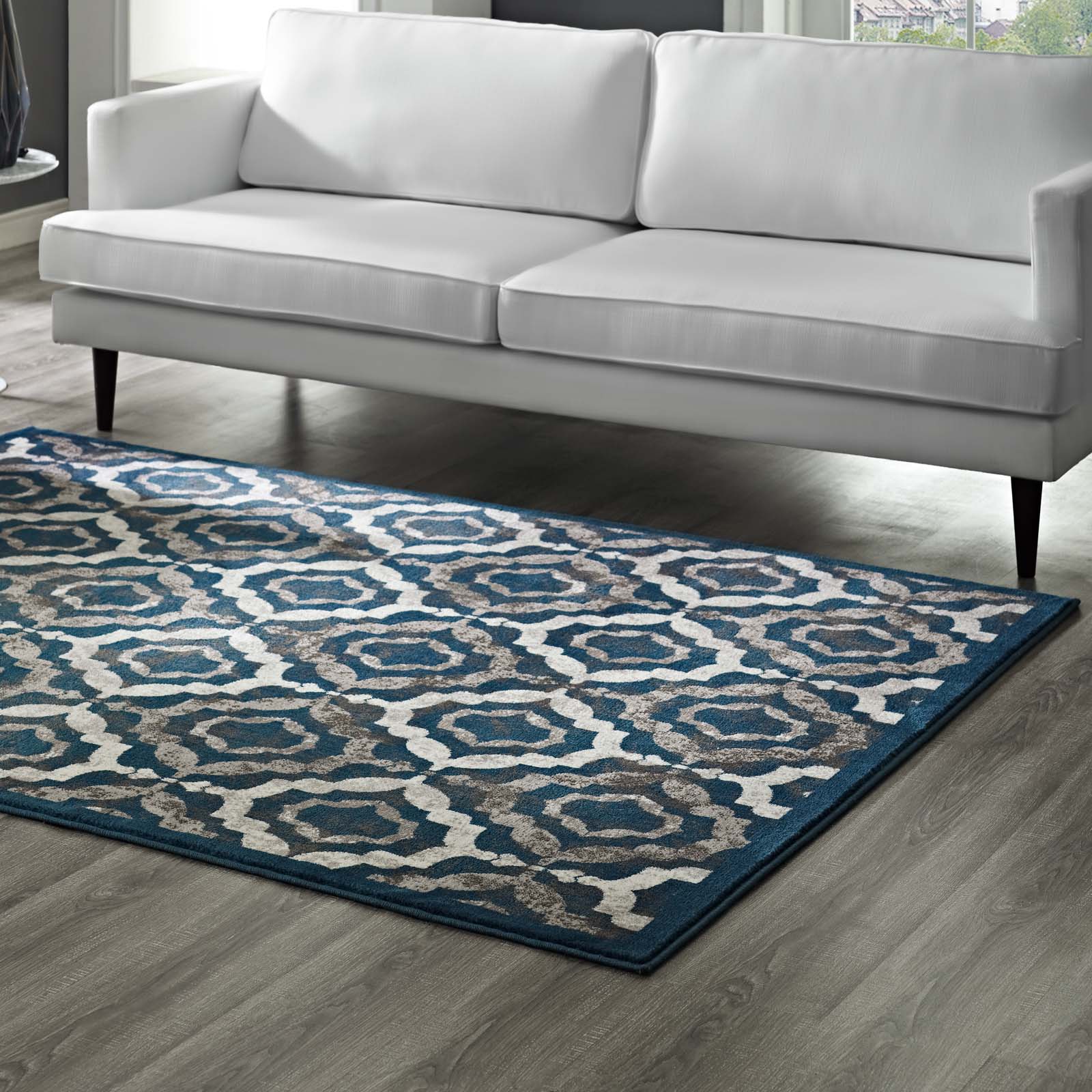 Ivory Moroccan Blue and Brown / 8x10