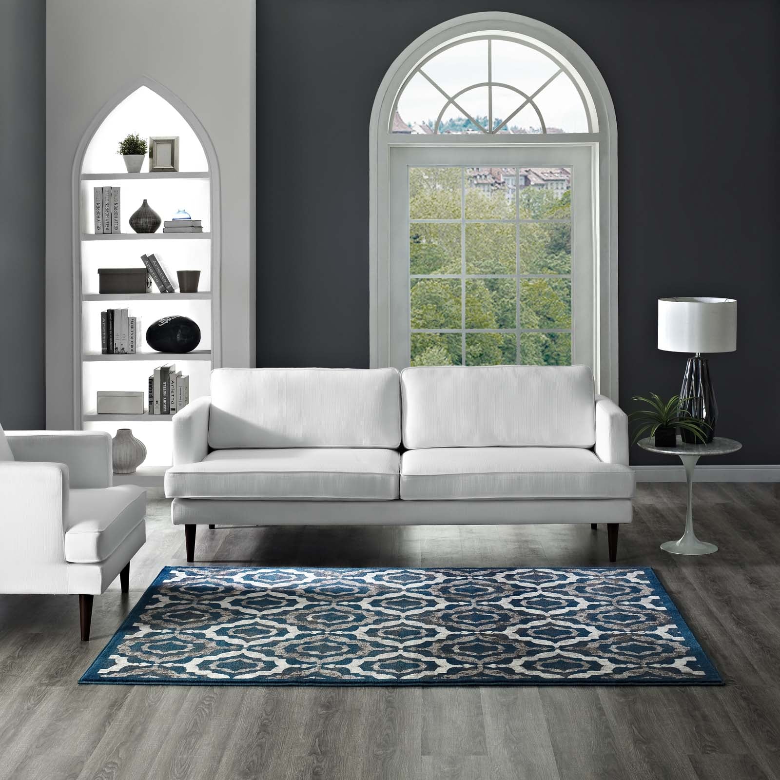Ivory Moroccan Blue and Brown / 8x10