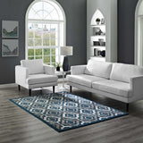 Ivory Moroccan Blue and Brown / 8x10