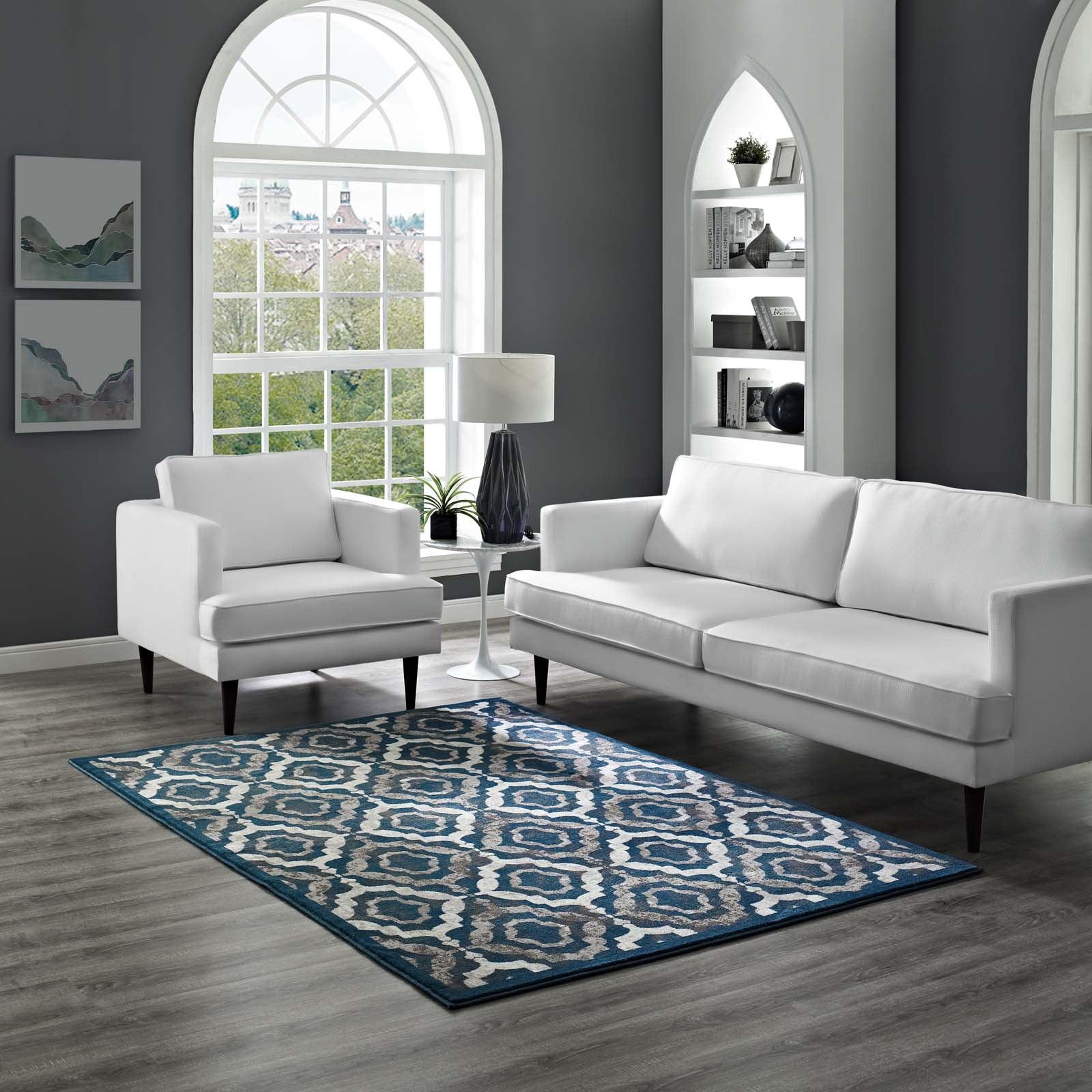 Ivory Moroccan Blue and Brown / 8x10