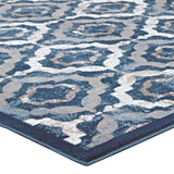 Beige Moroccan Blue and Ivory / 5x8