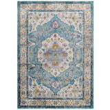 Light Blue Ivory Yellow Orange / 4x6