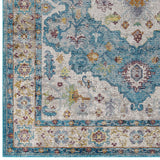 Light Blue Ivory Yellow Orange / 4x6