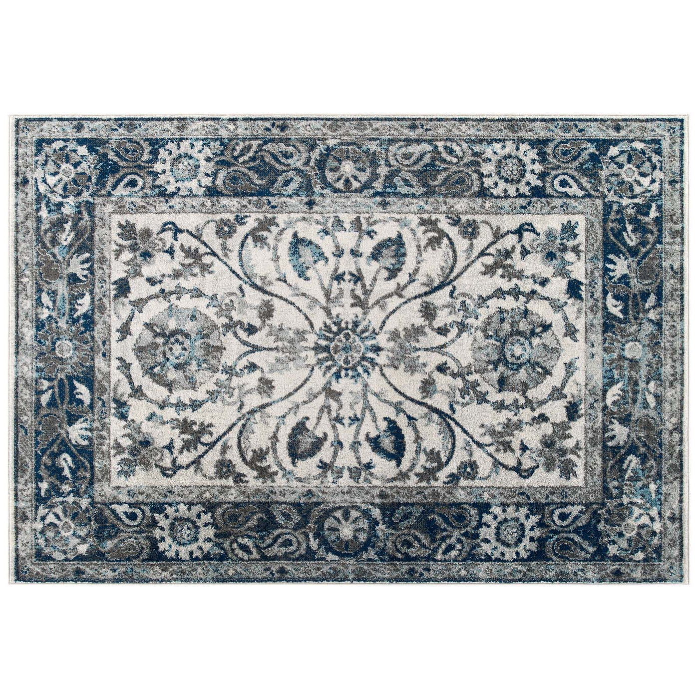 Ivory and Blue / 5x8