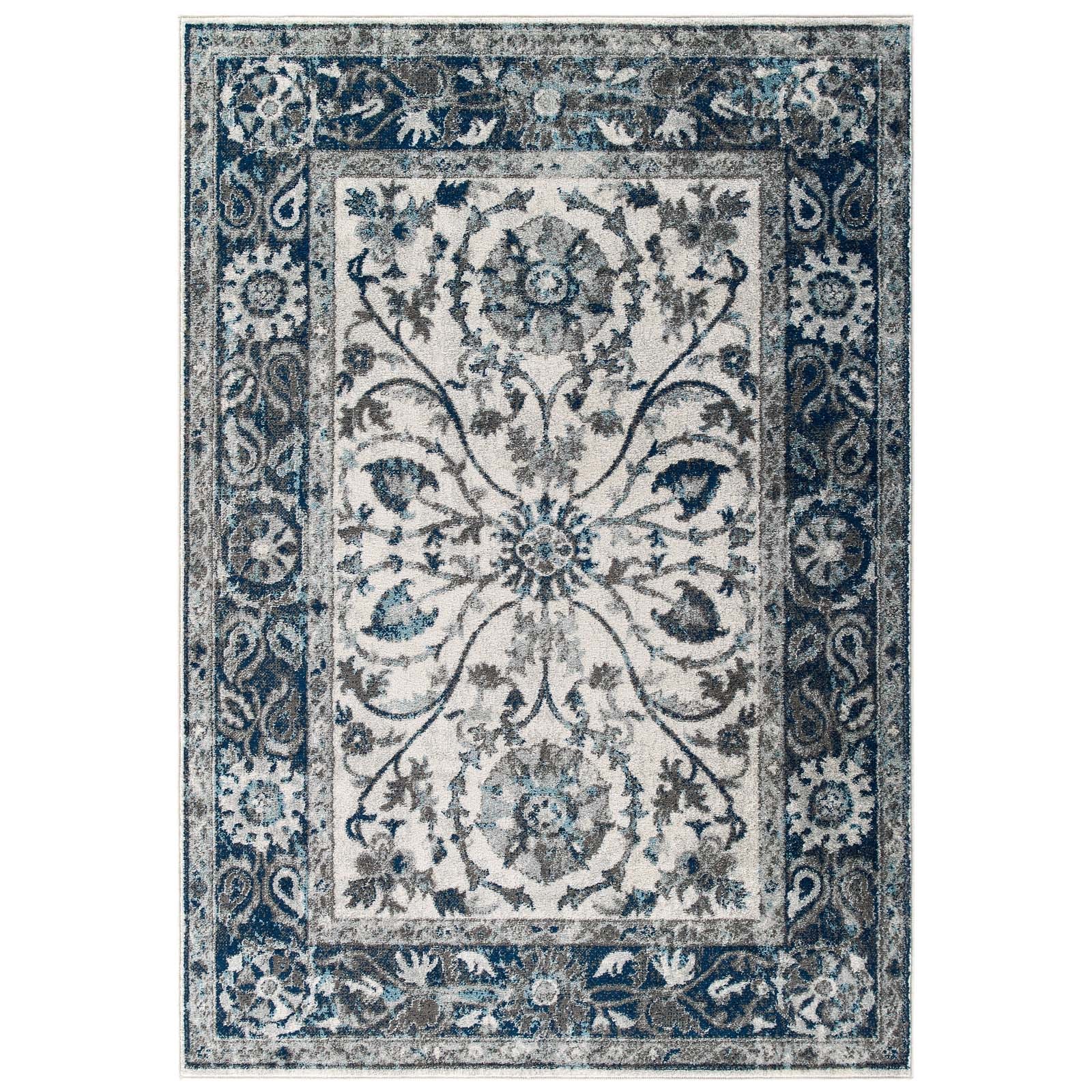 Ivory and Blue / 5x8
